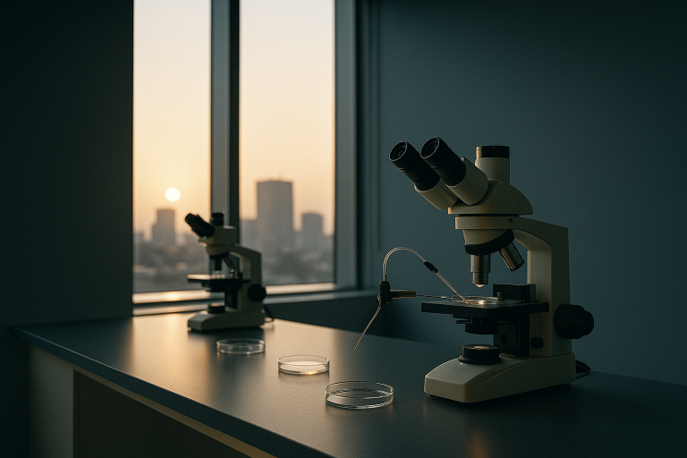 Embryology lab for IVF procedures with specialists and equipment