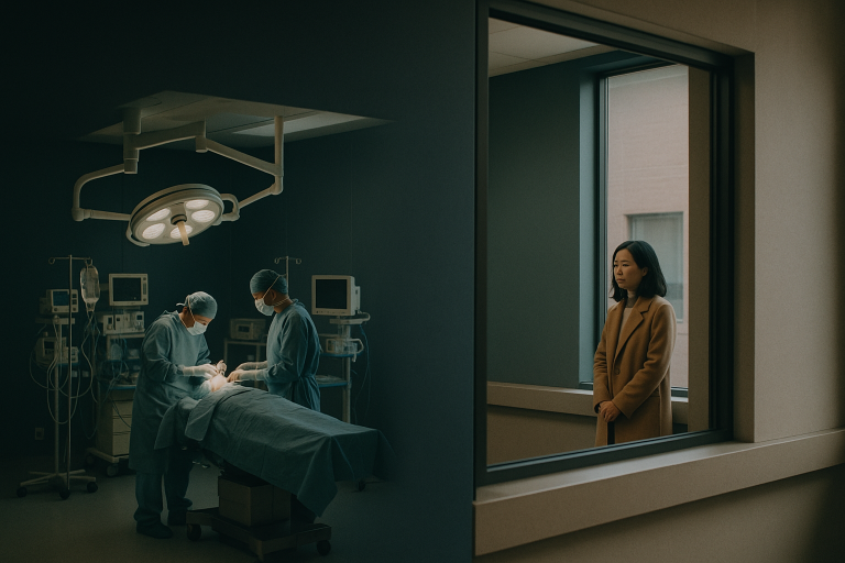 Rhinoplasty procedure in a modern operating theatre, illustrating how much is the rhinoplasty.