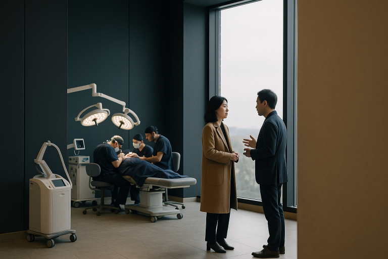 A hair transplant procedure in progress at a modern Istanbul clinic, highlighting the city's medical expertise and facilities.