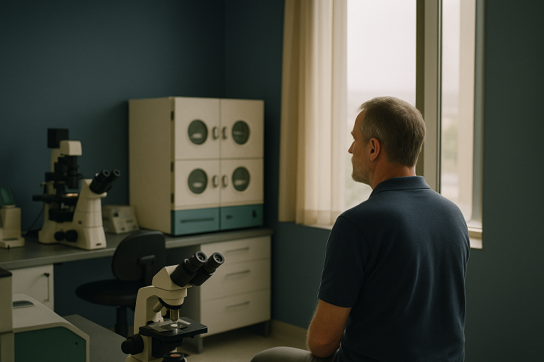 Embryology lab in Turkey with advanced IVF equipment and technician handling procedures.
