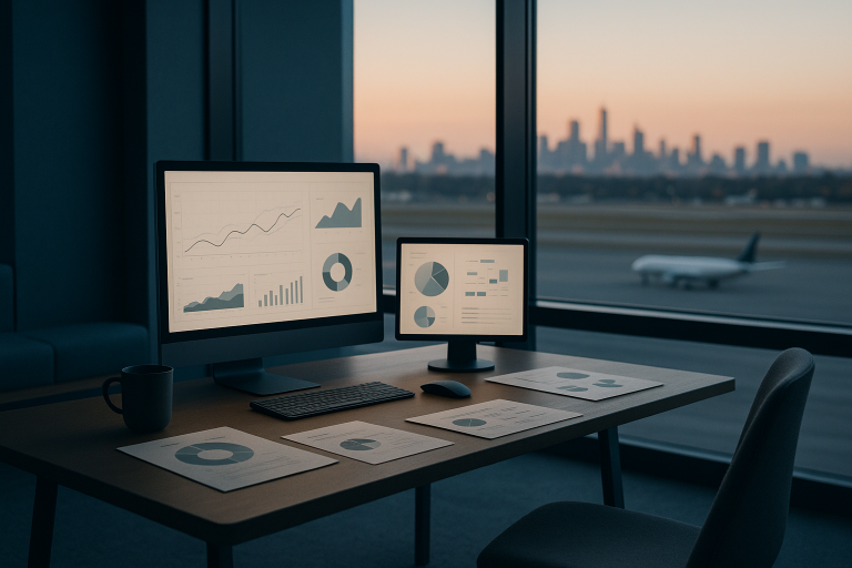 Modern executive workspace focused on medical digital marketing strategies.