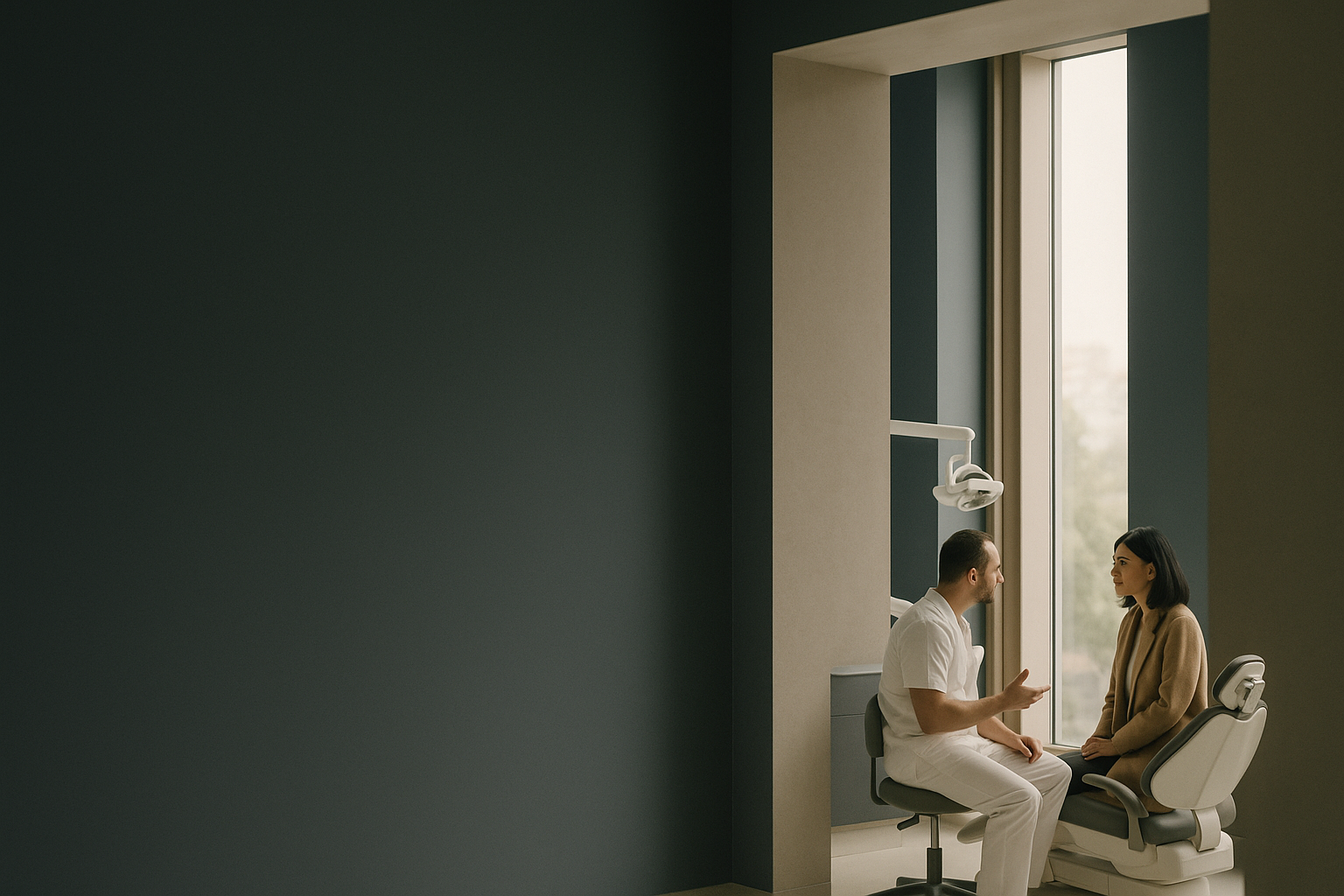 Porcelain veneers in Turkey consultation in a modern dental clinic.