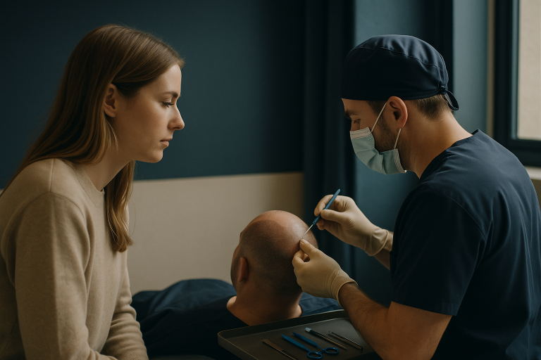 Sapphire hair transplant procedure in a modern clinic with advanced tools.