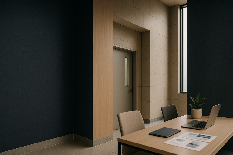 SEO for doctors strategy meeting in a modern executive workspace with marketing professionals.