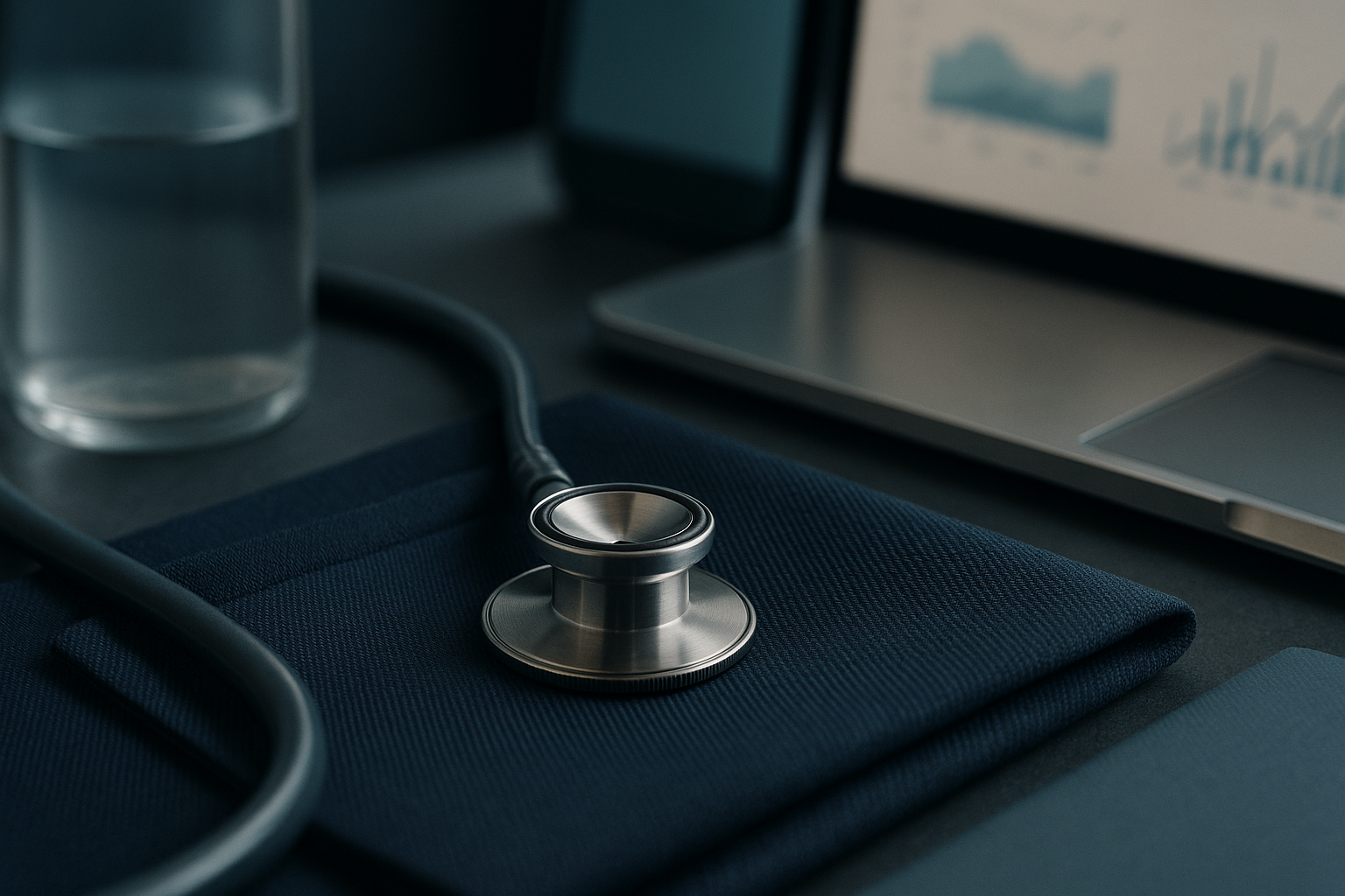 Healthcare SEO strategies displayed in a modern executive workspace.