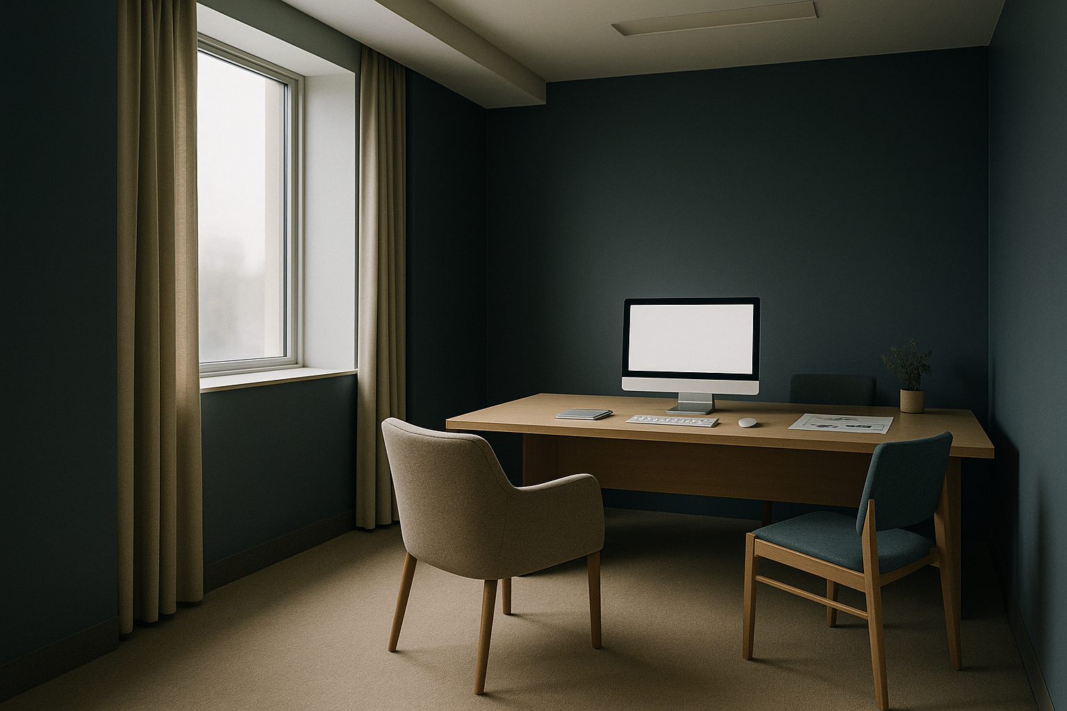 Healthcare executives discussing SEO medical marketing strategies in a modern workspace.