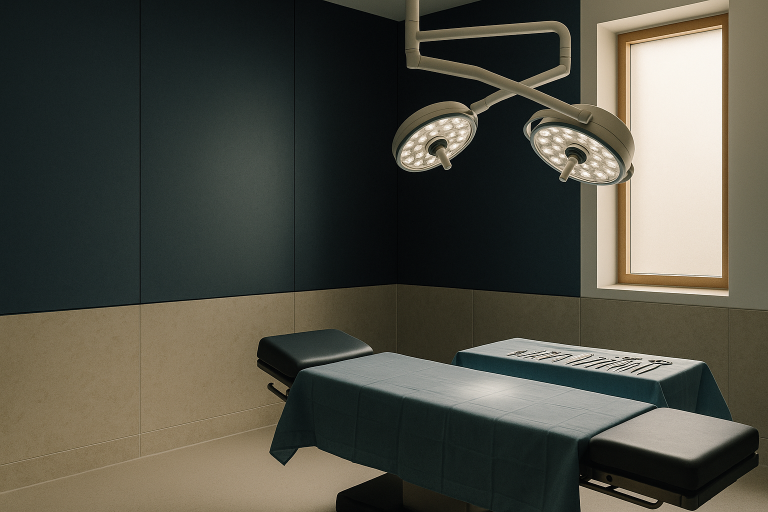 Operating theatre prepared for turkey neck surgery with surgical tools, highlighting the setup for surgery for turkey neck cost.