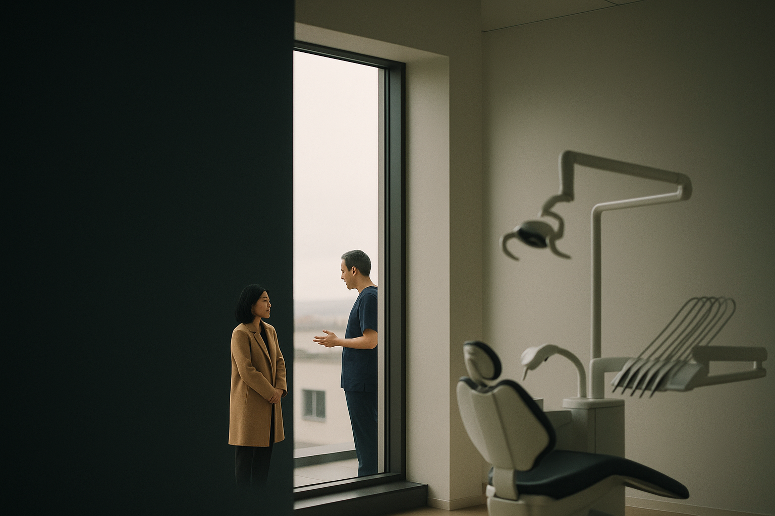 Teeth bleaching procedure at a modern dental clinic in Turkey, showcasing dental equipment.