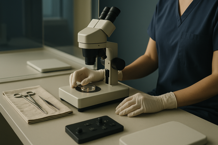 A leading fertility clinic's embryology lab with advanced equipment.