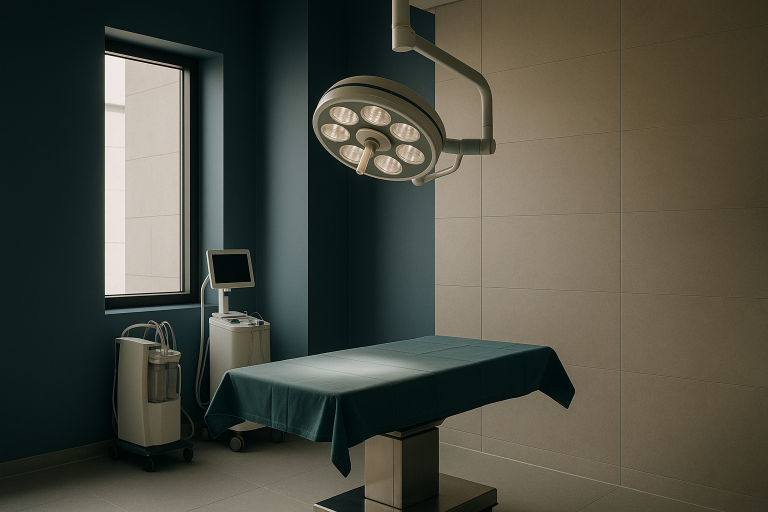 Operating theatre in Turkey set up for Vaser liposuction procedure