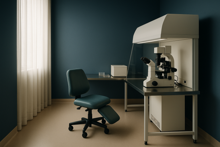Modern embryology lab showcasing advanced equipment used in in vitro pregnancy procedures.