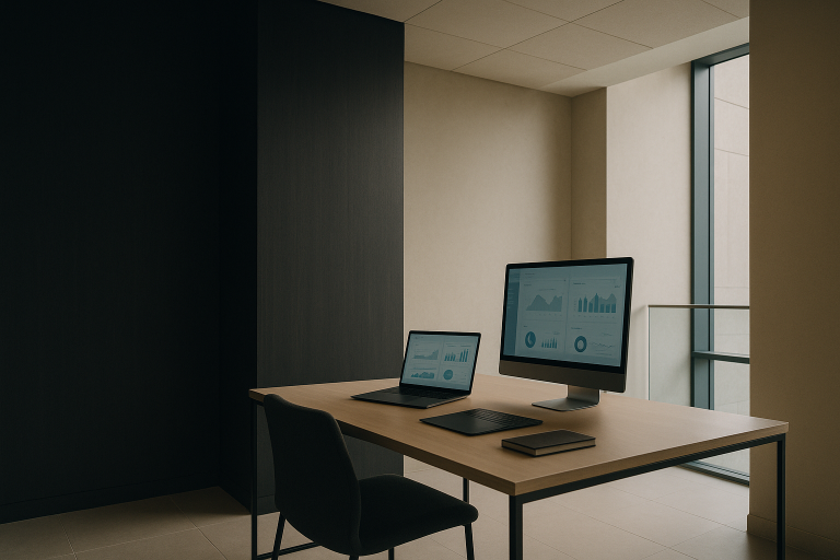 B2B life sciences software LinkedIn marketing lead generation in a modern executive workspace.