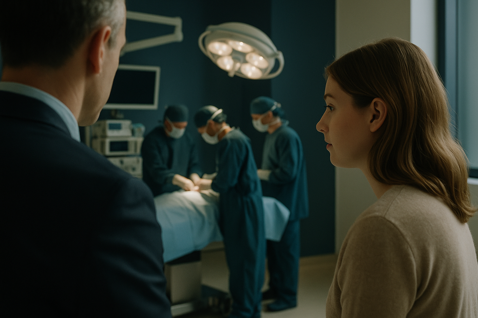 Operating theatre scene focusing on bariatric surgery with medical team and equipment.