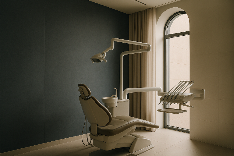 Modern dental clinic setup for 'All on 4' dental implants procedure.