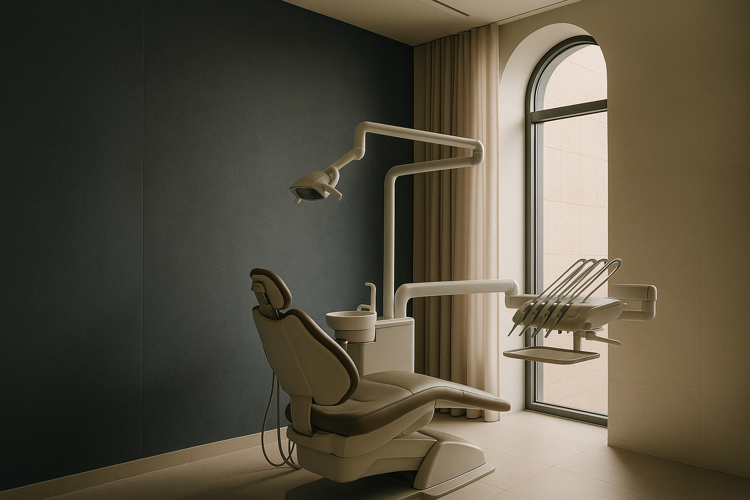 Modern dental clinic setup for 'All on 4' dental implants procedure.
