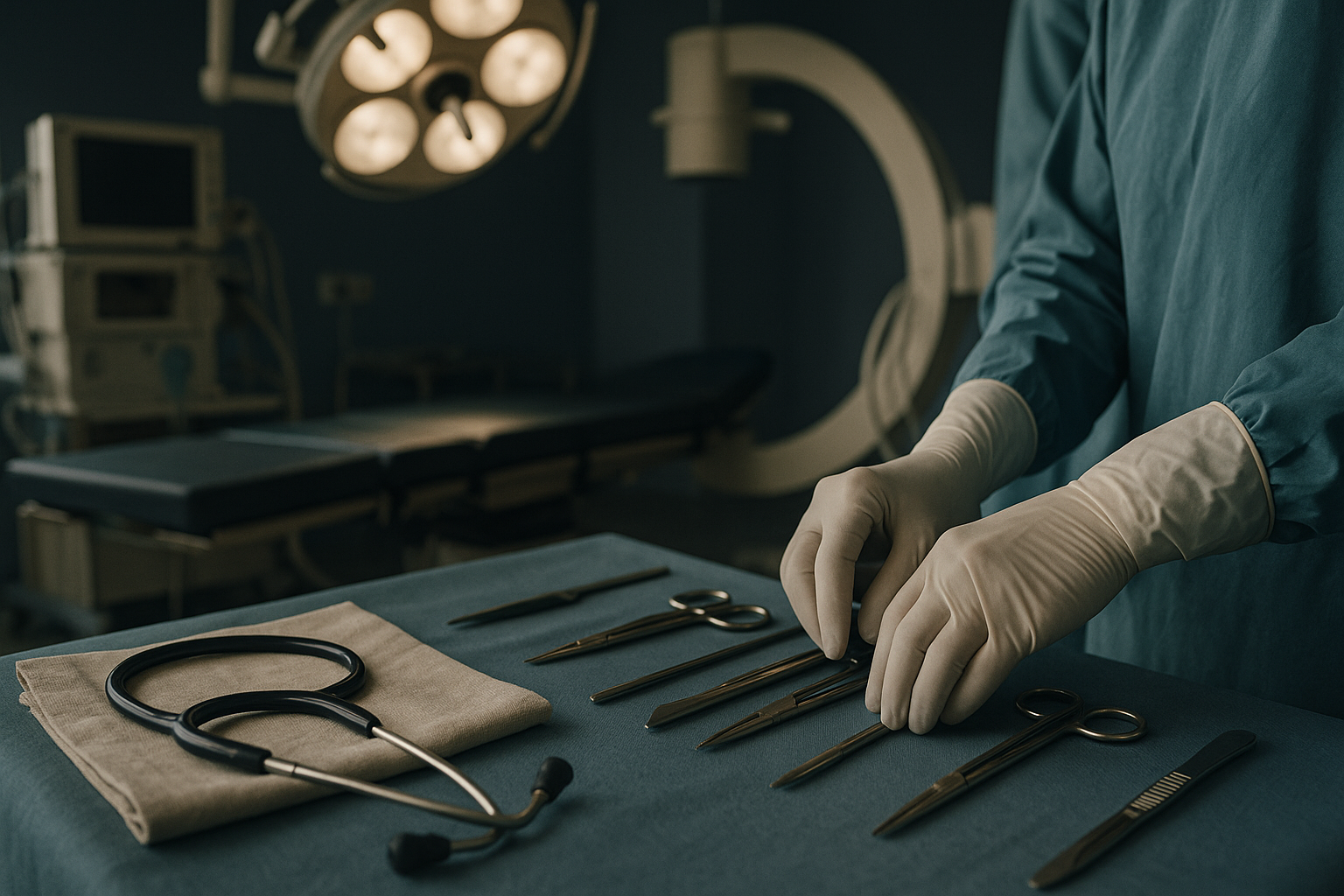 Arthroplasty surgery in progress in a modern operating theatre, highlighting the cheapest country for arthroplasty.
