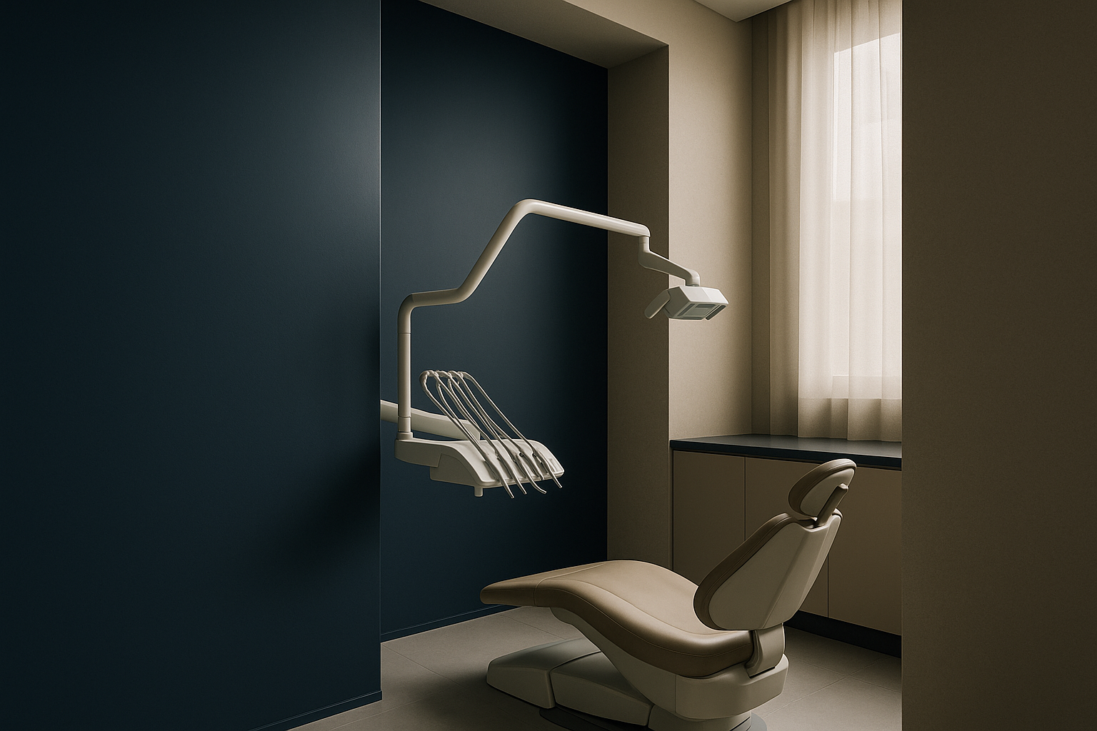 A dentist at a dental centre in Turkey provides a consultation to a patient in a modern dental clinic.
