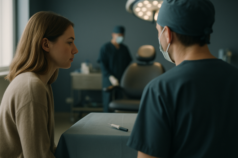 DHI FUE procedure being prepared in a modern operating theatre.