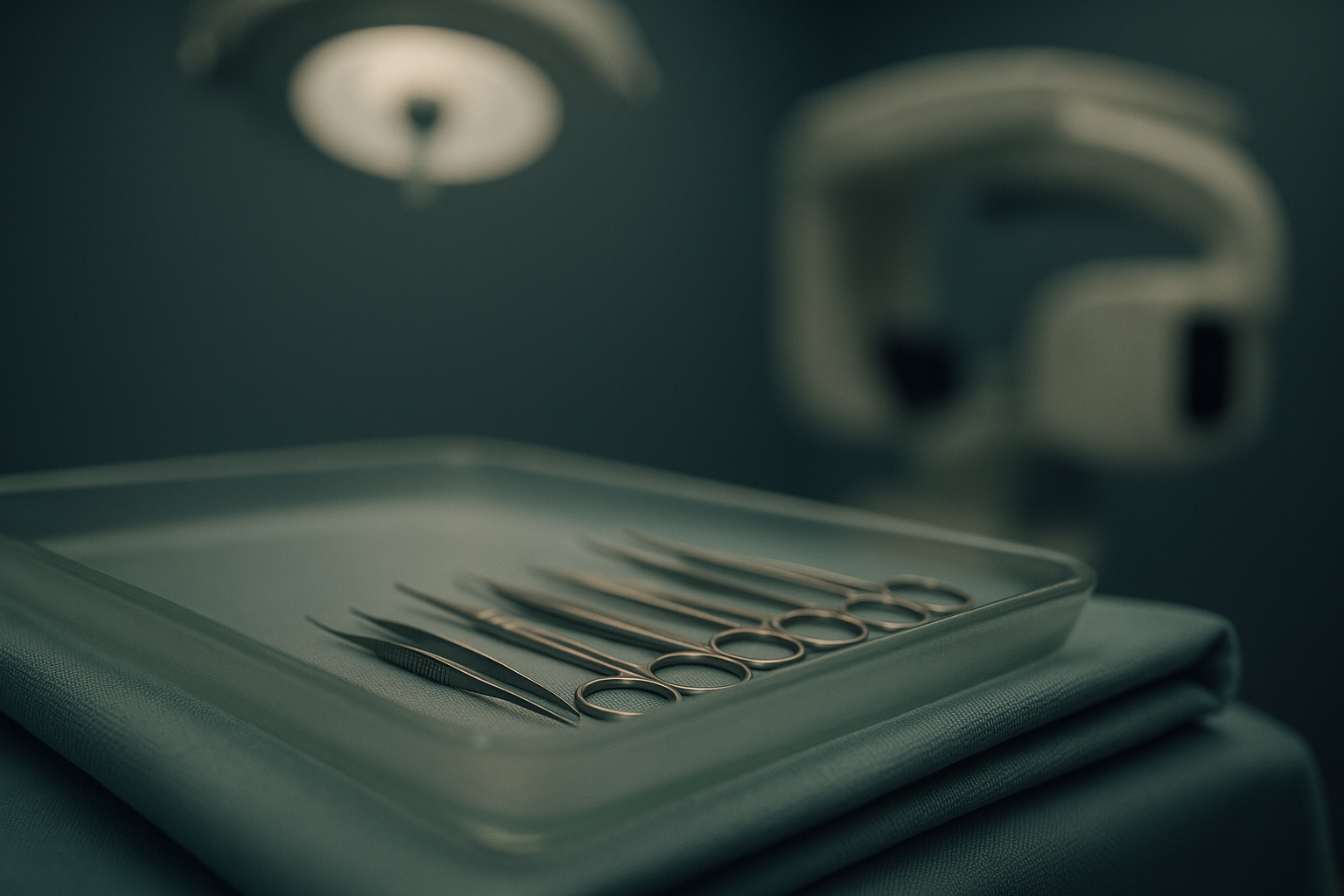 Eye canthus surgery preparation in a Turkish operating theatre.