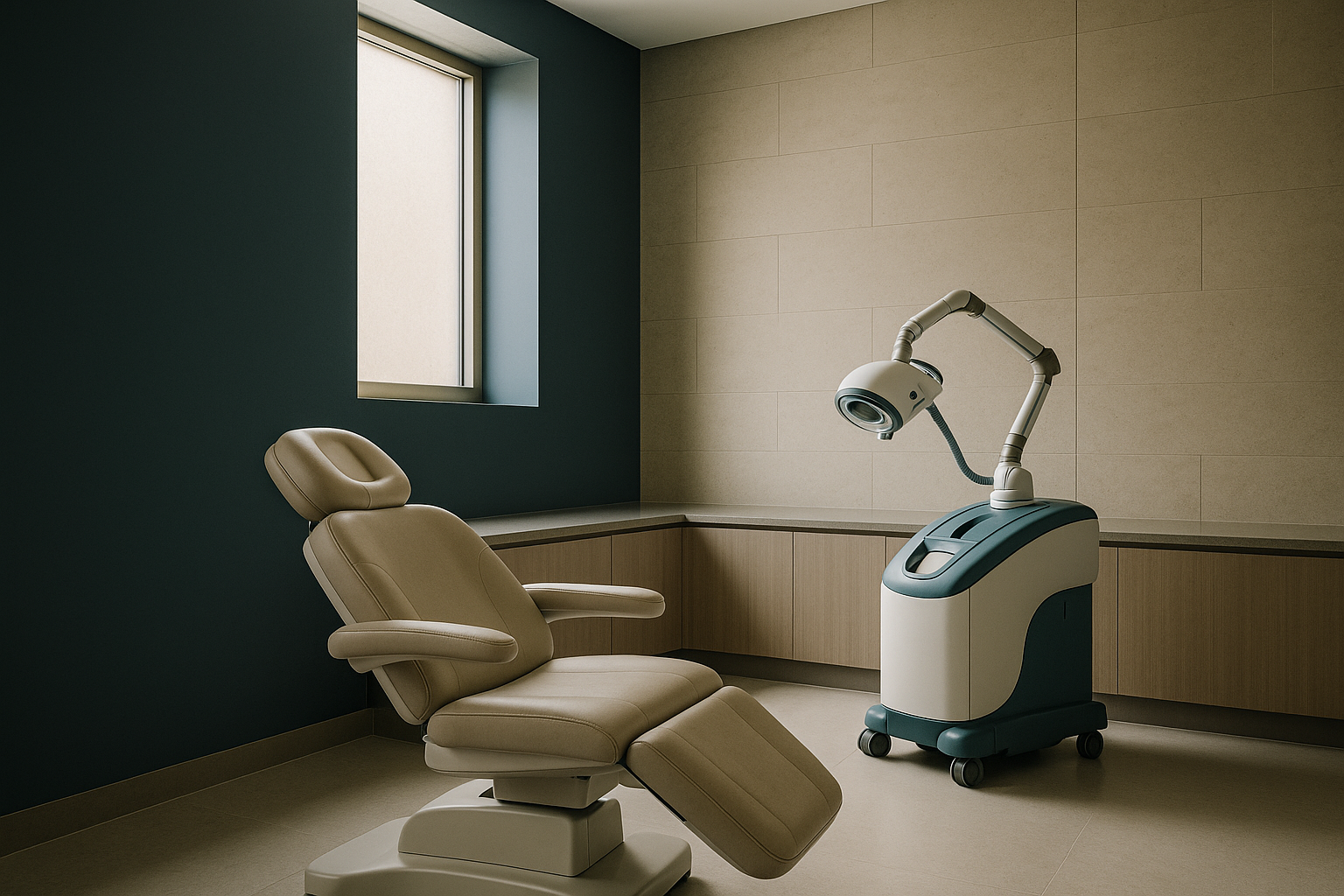 Modern hair transplant clinic discussing hair plugs cost with a patient.
