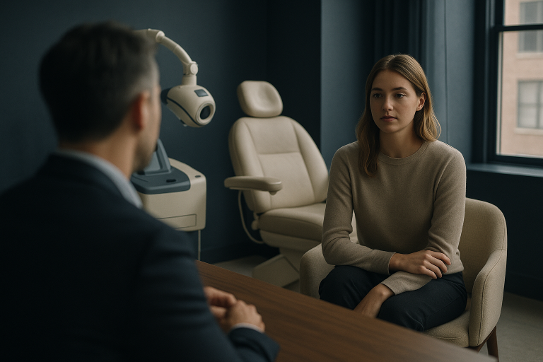 Hair transplant NYC clinic with advanced equipment and consultation room.