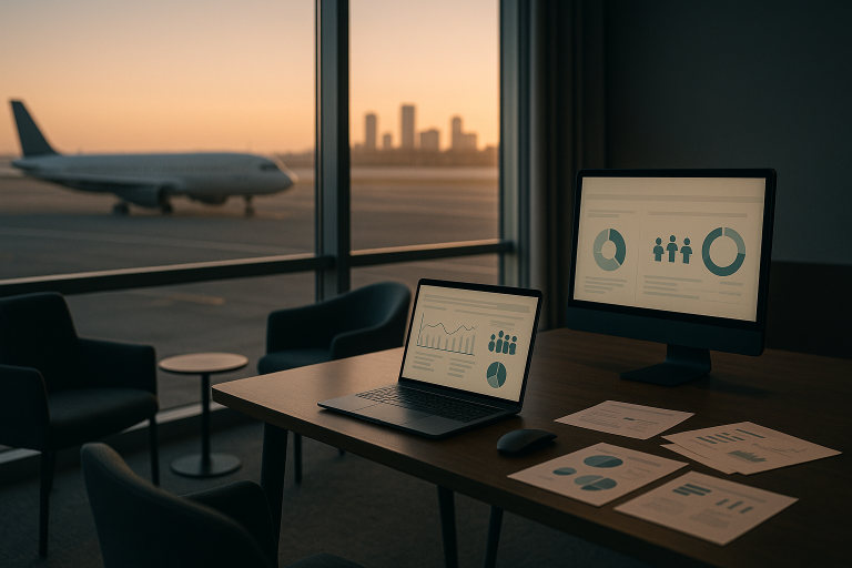 Health care marketing strategies being discussed in a modern executive workspace.