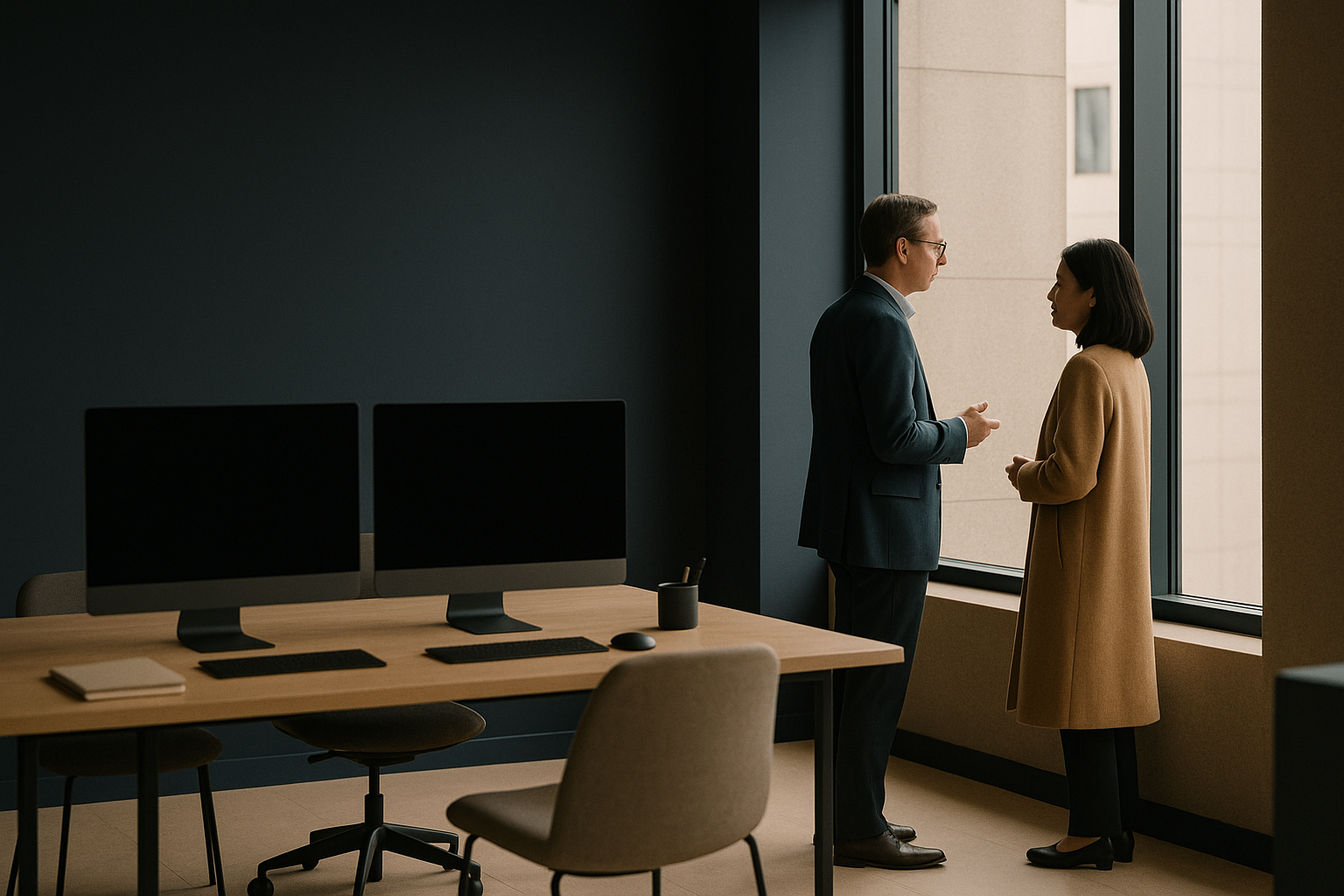 Healthcare marketing strategies being discussed in a modern executive workspace.