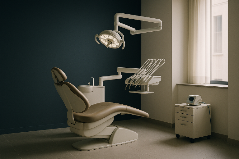 Dental clinic scene with veneers application, illustrating how much veneers cost.