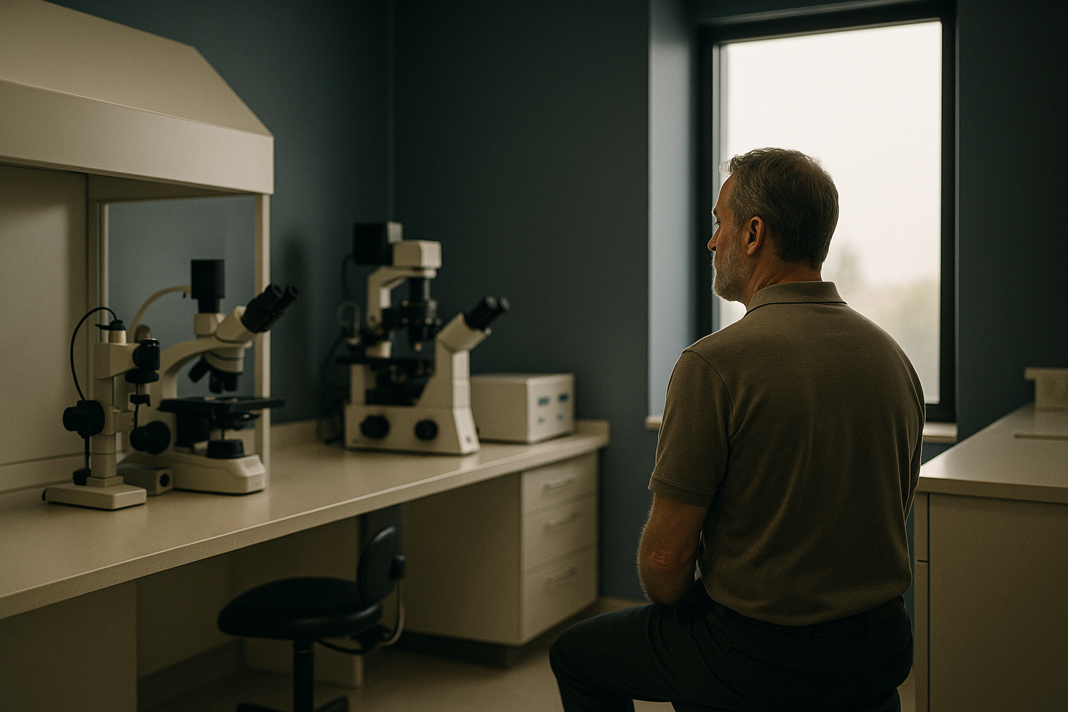 An embryology lab focused on IVF costs, featuring microscopes and incubators.