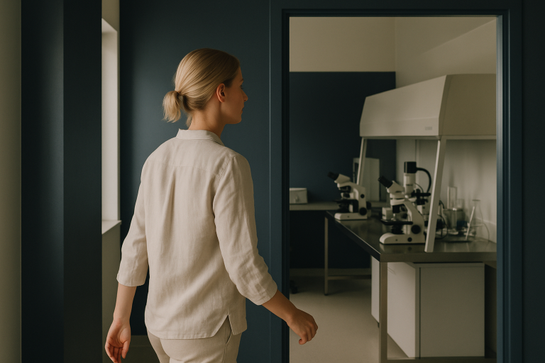 ICSI cost procedure in an embryology lab with microscopes and equipment.