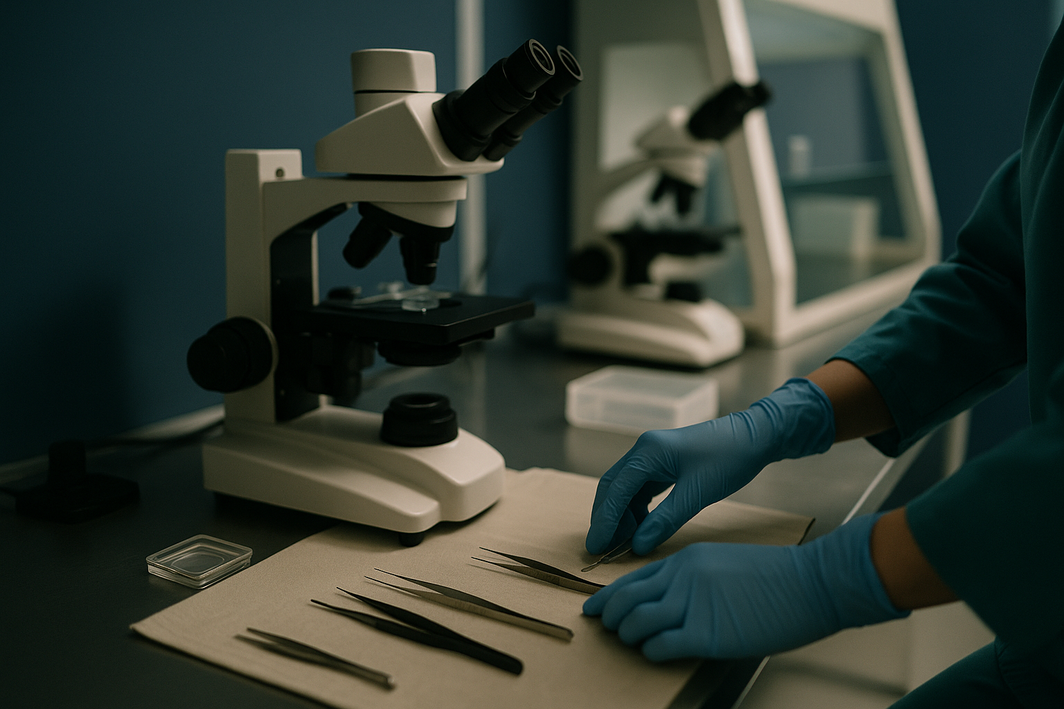 Embryology lab focusing on in vitro fertilization and intracytoplasmic sperm injection procedures.