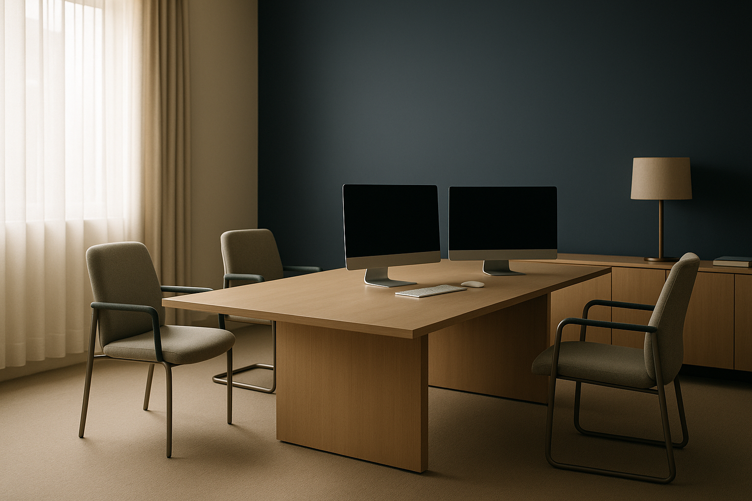 Executives discussing medical device lead generation strategies in a modern workspace.