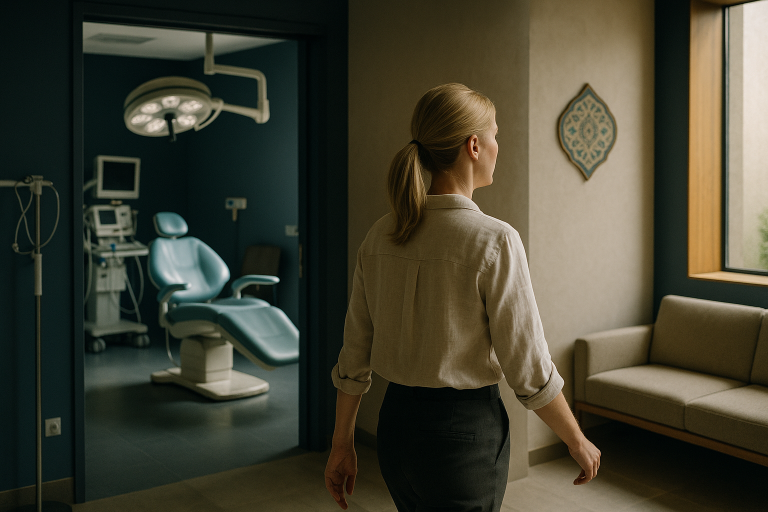 Rhinoplasty clinics in Turkey with advanced surgical equipment and a touch of Turkish culture in the decor.