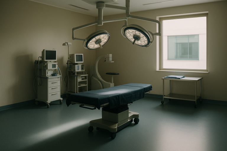 Modern operating theatre in Turkey with surgeons preparing for a turkey nose surgery.