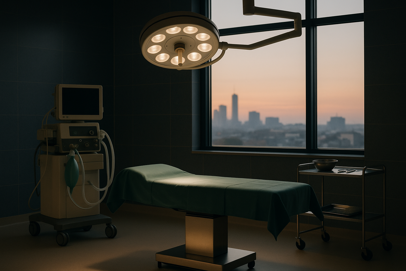Turkish rhinoplasty operating theatre with modern equipment and sterile setup.